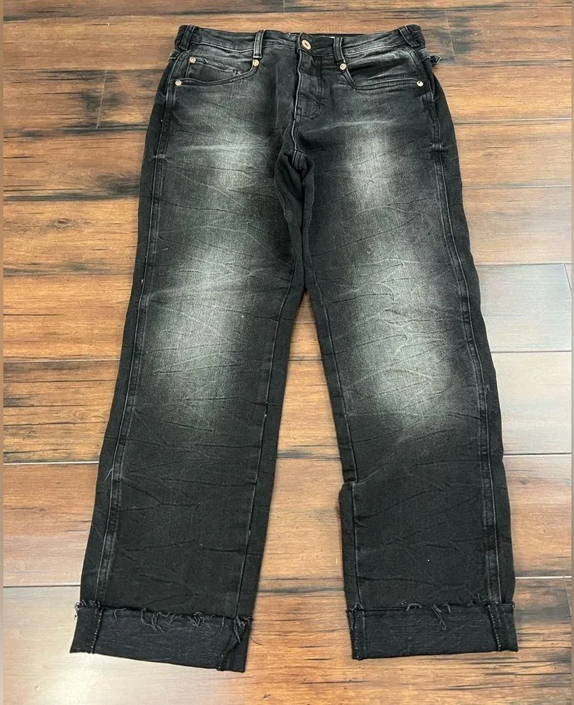 Anthro Pilcro Black Buckled Boyfriend Jeans HighRise Cinch Waist -Size 27 - Image 7