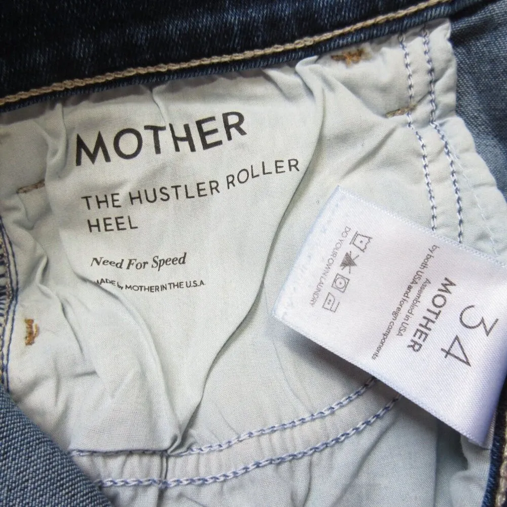 NWT Mother Hustler Roller Heel in Need For Speed High Rise Wide Leg Jeans 34 Blue - Image 4