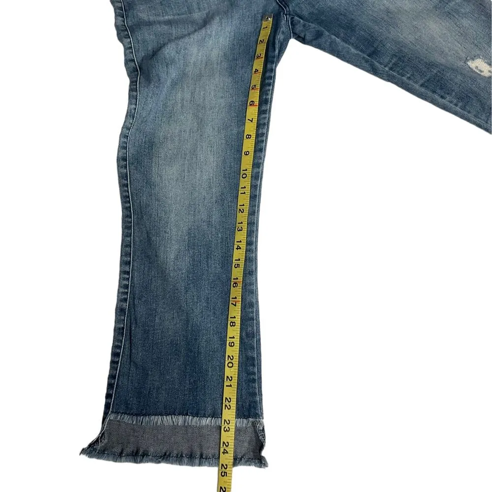 Kenneth Cole Women's Distress Jess Crop Flare Jeans Size‎ US 10 Blue Medium Wash - Image 9