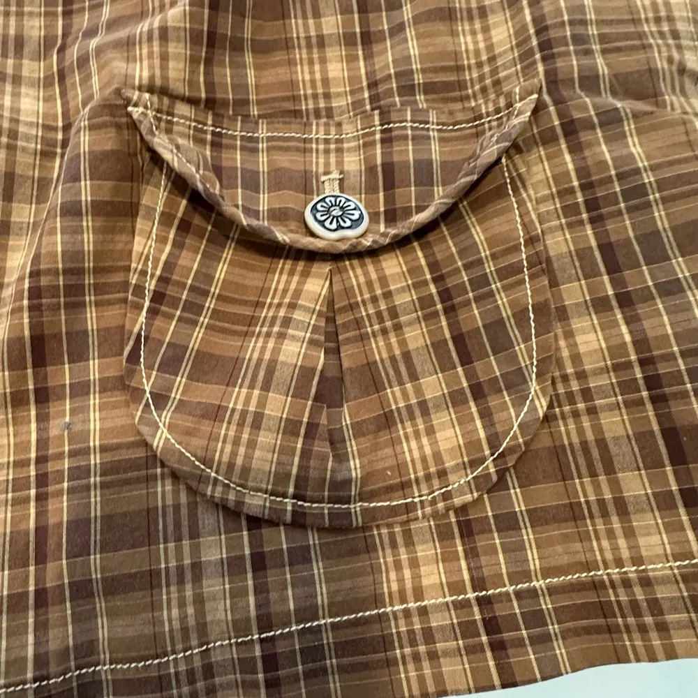 LA Blues Women's Brown Plaid Button Up Collared Jacket Workwear. Oversized. - Image 9