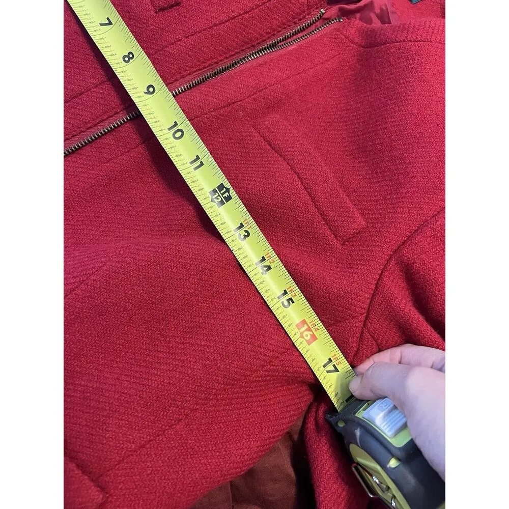 RALPH LAUREN Wool Solid Red Gold Full Zipper Jacket Sz 8 Lined Pocket Classic - Image 10