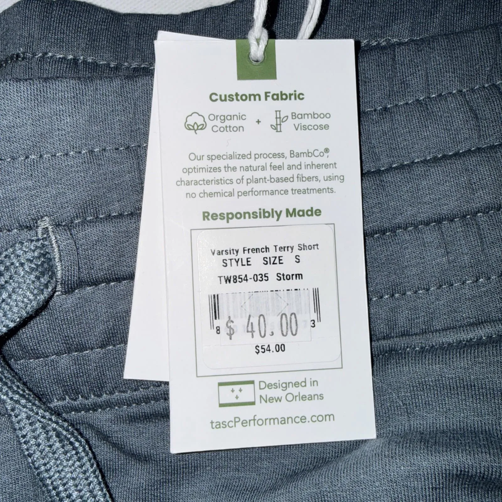 Tasc Varsity Minimalist Organic Cotton Quiet Luxury French Terry Shorts NWT Sml - Image 3