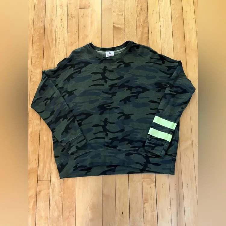 Sundry Anthropologie Neon Sleeve Camo Crewneck - Image 2