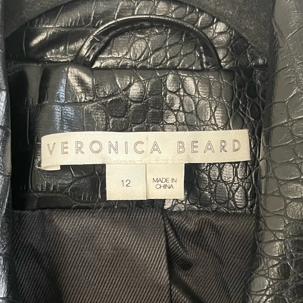 Women’s Veronica Beard Gail Dickey Faux Leather Jacket Blazer Black Size 12 - Image 4