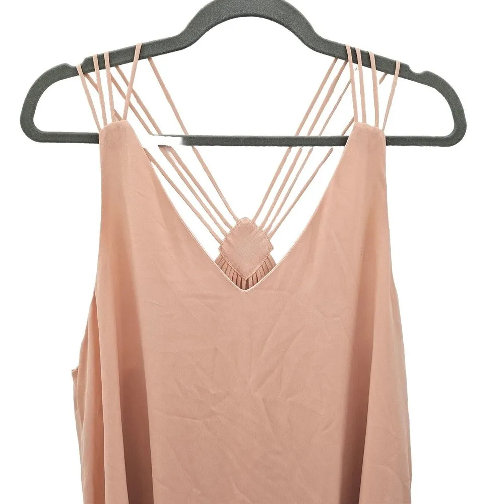 Dainty Hooligan Strappy Back Dress Womens Size‎ L Chiffon Sleeveless Blush Pink - Image 3