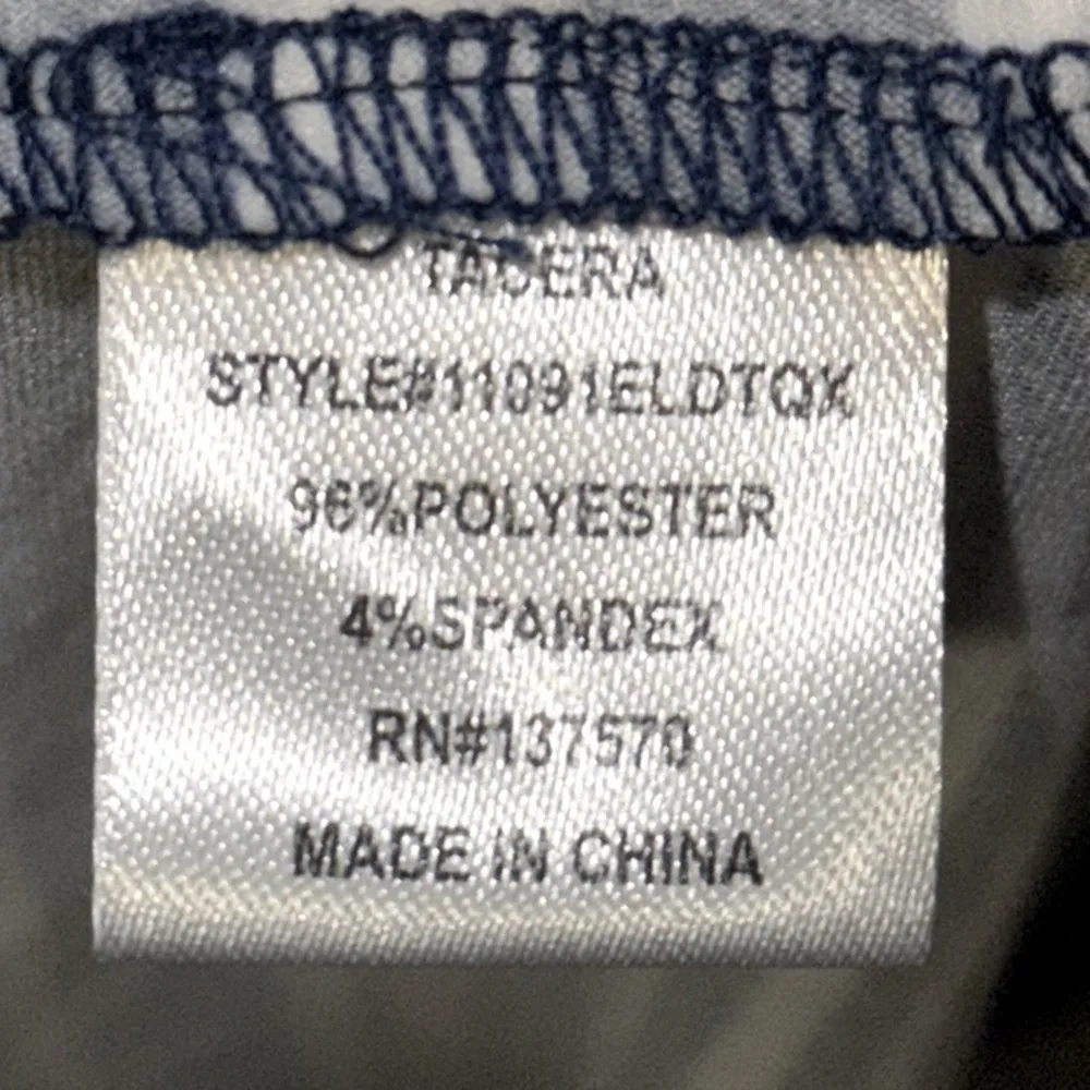 Tacera Navy & White Shift Dress Moroccan Trellis Print w Striped Hem Women’s 2X - Image 12