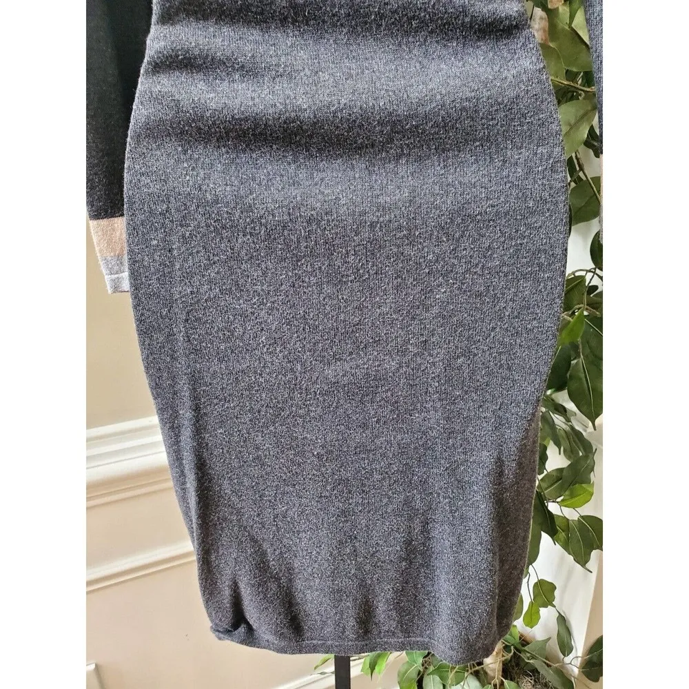 Spense Women's Gray Viscose Round Neck Long Sleeve Knee Length Dress Size Small - Image 8