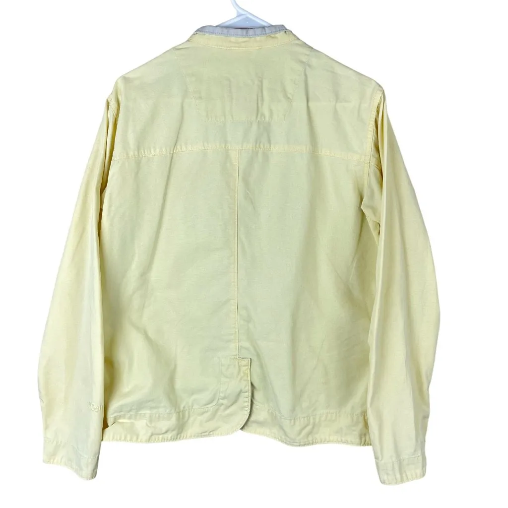 VTG Columbia Denim Jean Jacket Womens Size L Yellow Button Up Pockets Outdoors‎ - Image 2