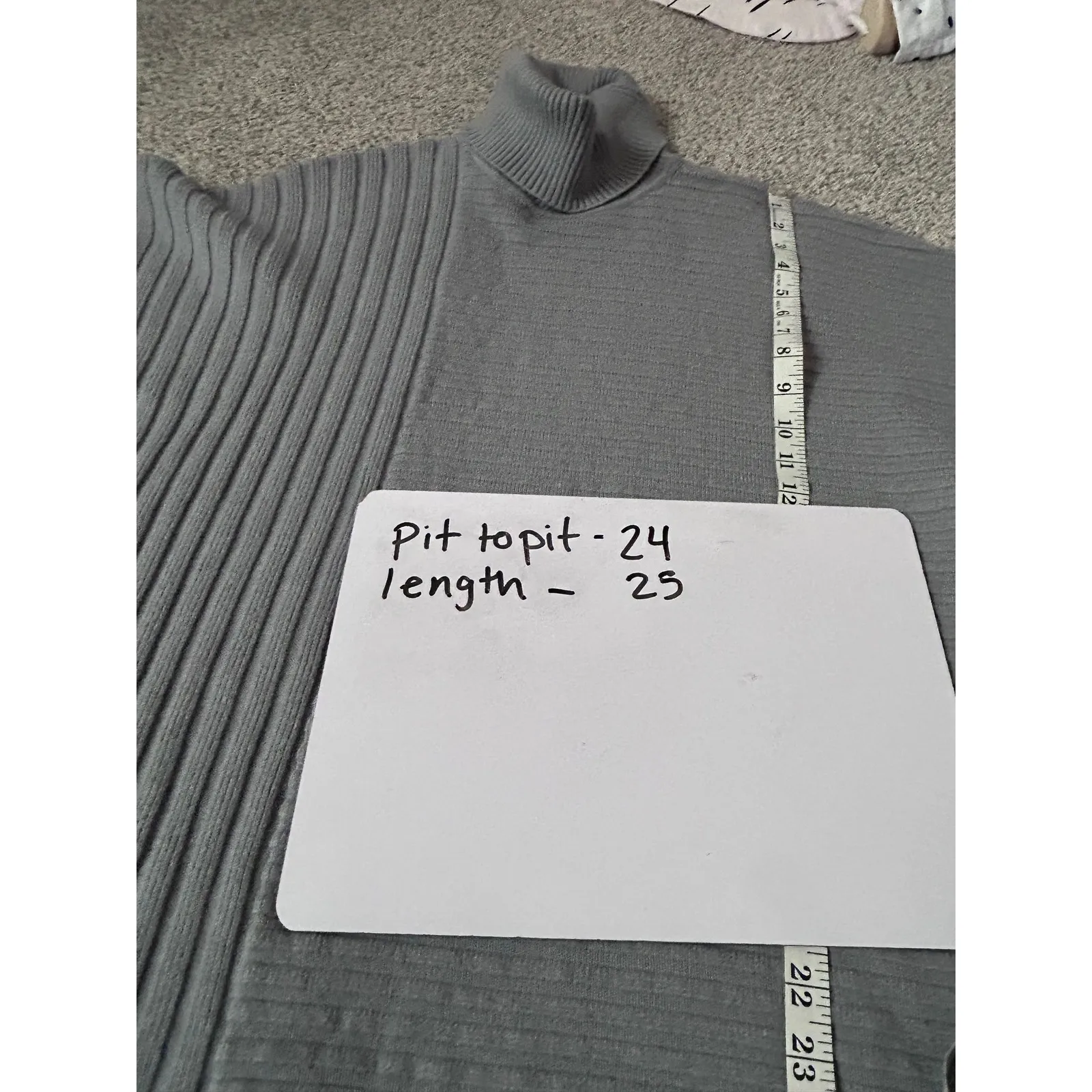 Alfani Gray Ribbed Asymmetrical Cowl Neck Sweater Women's Size S - Image 5