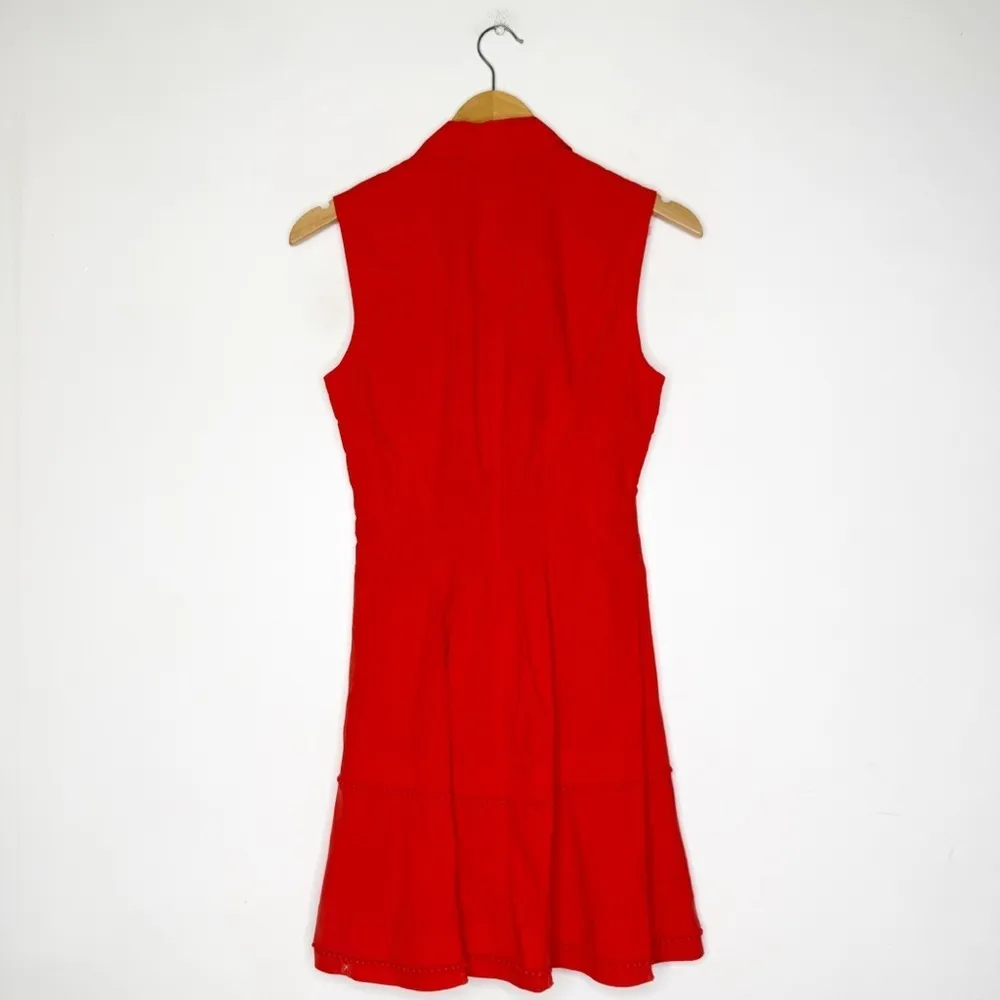 Derek Lam 10 Crosby Red Asymmetrical Poplin Sleeveless Dress Size 6 - Image 4