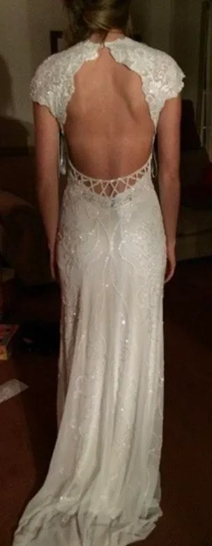 Mac Duvall Beaded illusion Lace Gown - Image 4