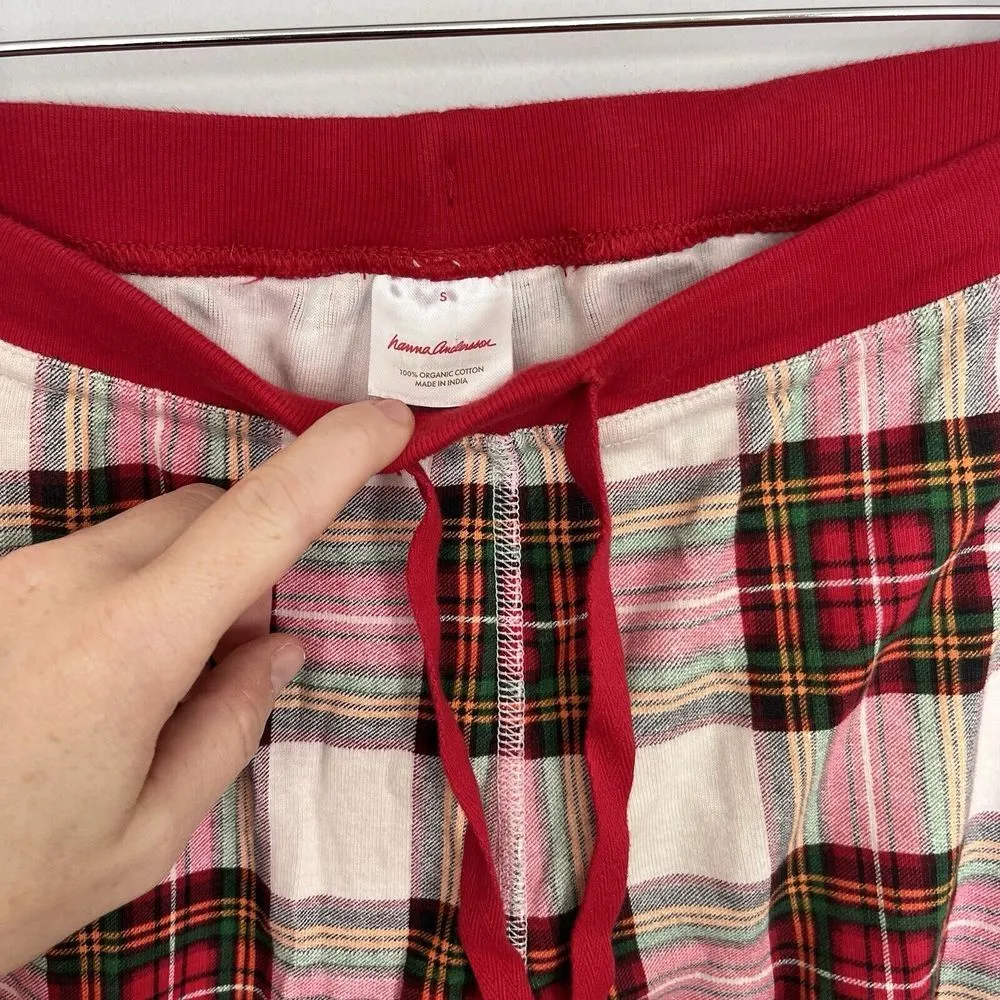 Hanna Andersson Christmas Holiday plaid jogger pajama lounge pants Red Small - Image 3