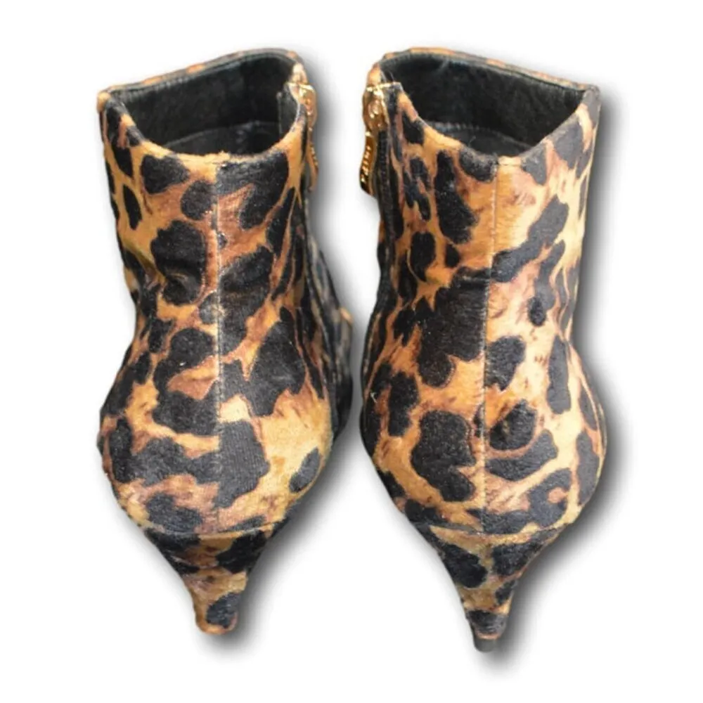 IDIFU Women Booties Cheetah Low Kitten Heel Ankle Boots Pointed Toe Short Size:9 Tan - Image 3