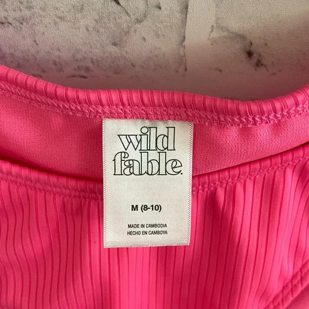 Women’s Wild Fable hot pink ribbed high leg cheeky bikini bottoms Medium - Image 3