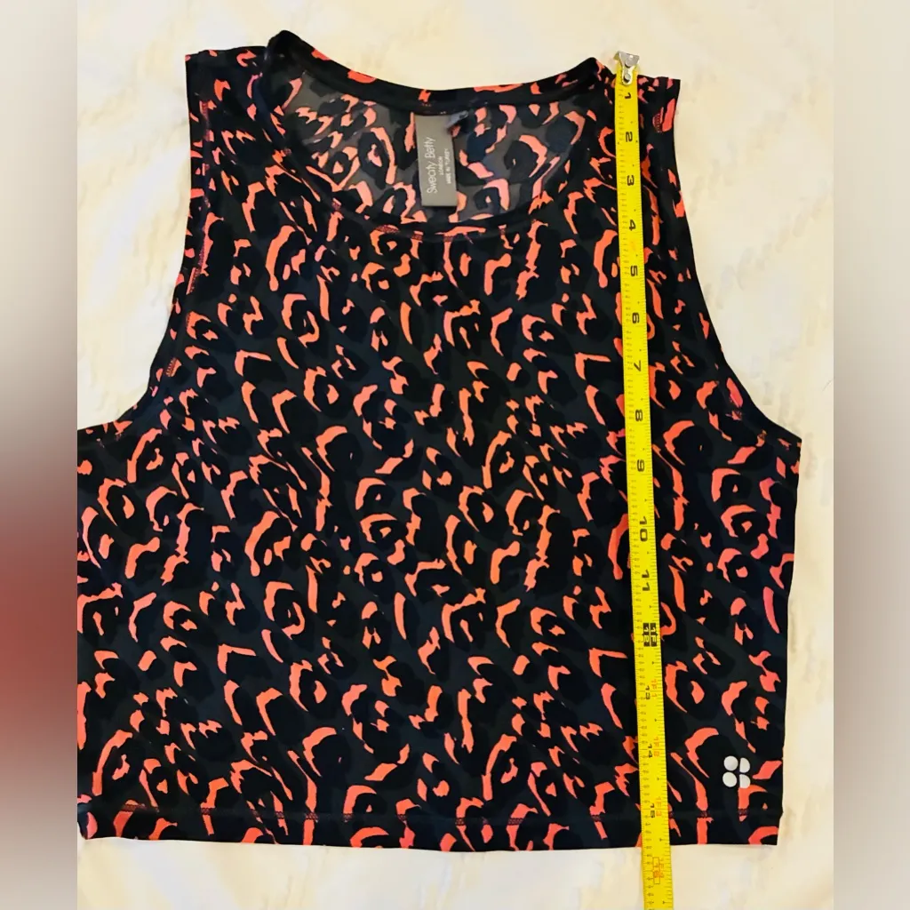 Sweaty Betty Women's Black and orange Leopard Print Crop Top small - Image 6