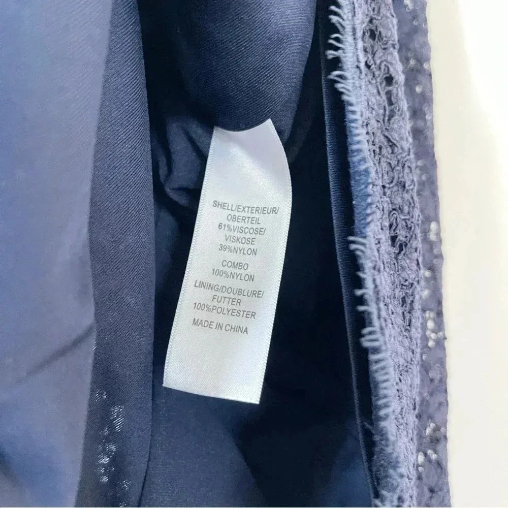 Adrianna Papell Sleeveless Lace Dress Zip Back Navy Size 12 - Image 9