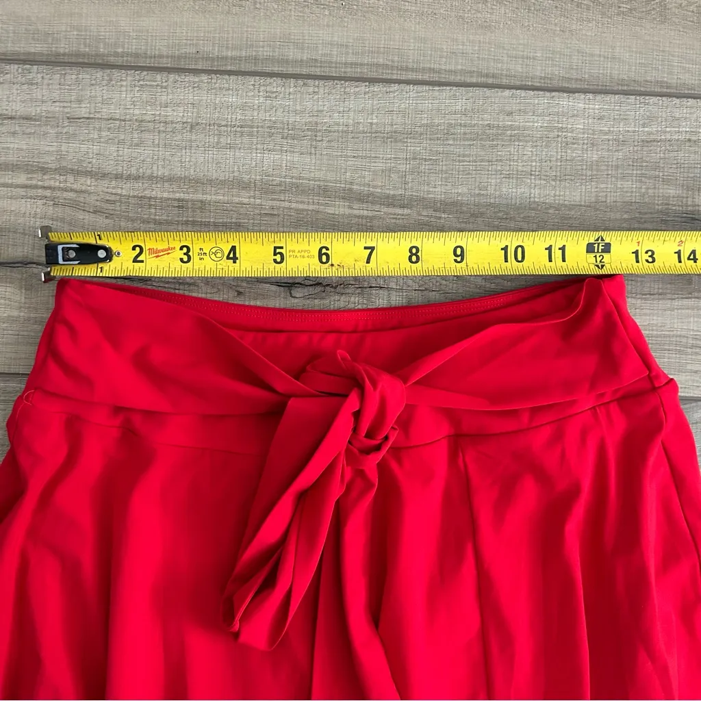 Halara Breezeful 2 in 1 High Tie Waisted Curved Hem Flowy Midi Skirt Red Small - Image 7