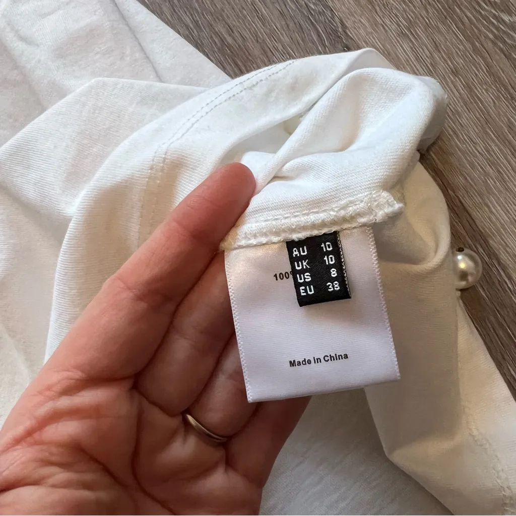 Romance was born white‎ angel dribble beaded tshirt White Size 8 - Image 7