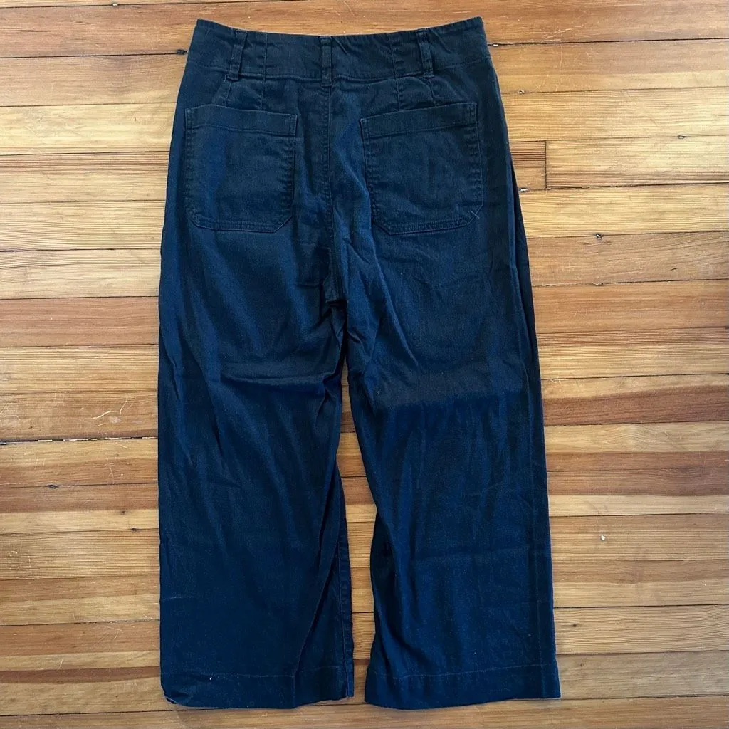 Maeve by Anthropologie Colette Linen Blend Cropped Wide-Leg Pants in Black Size - Image 4