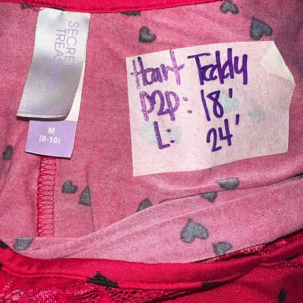 Secret Treasures Red Heart Teddy Women’s M | Lace Trim Sleepwear - Image 8