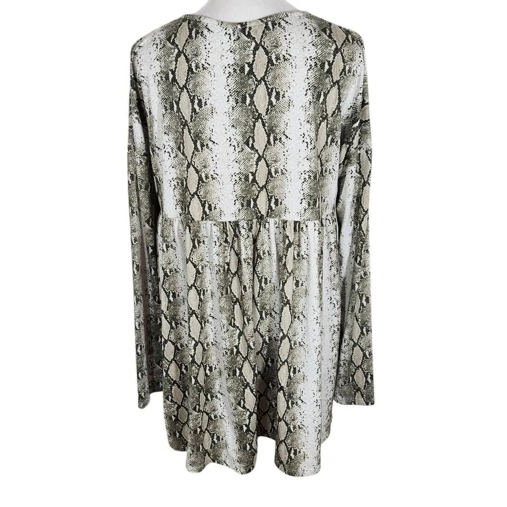 White Birch Snakeskin Babydoll Tunic Size Small Snakeskin Print Knit Top - Image 2