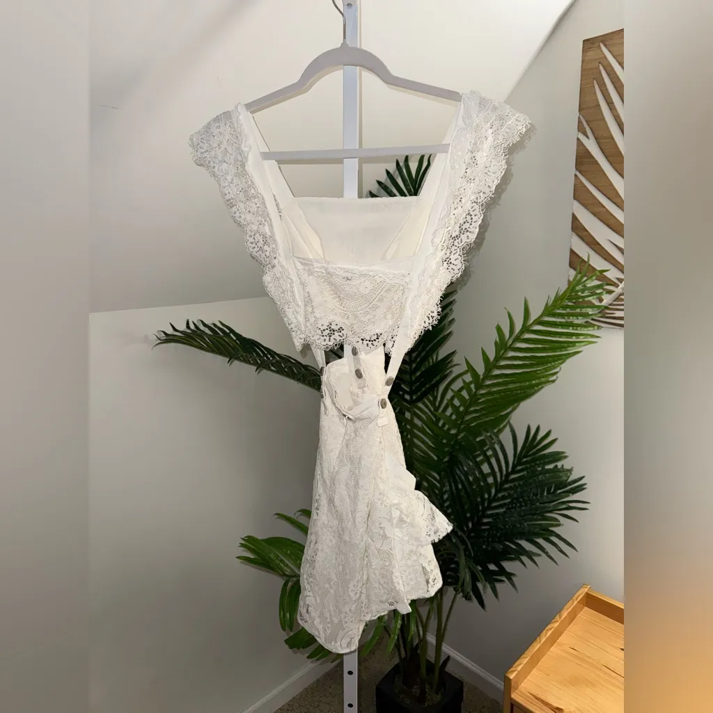 For love and lemons Tati Pinafore dress‎ White Lace Sz XS - Image 7
