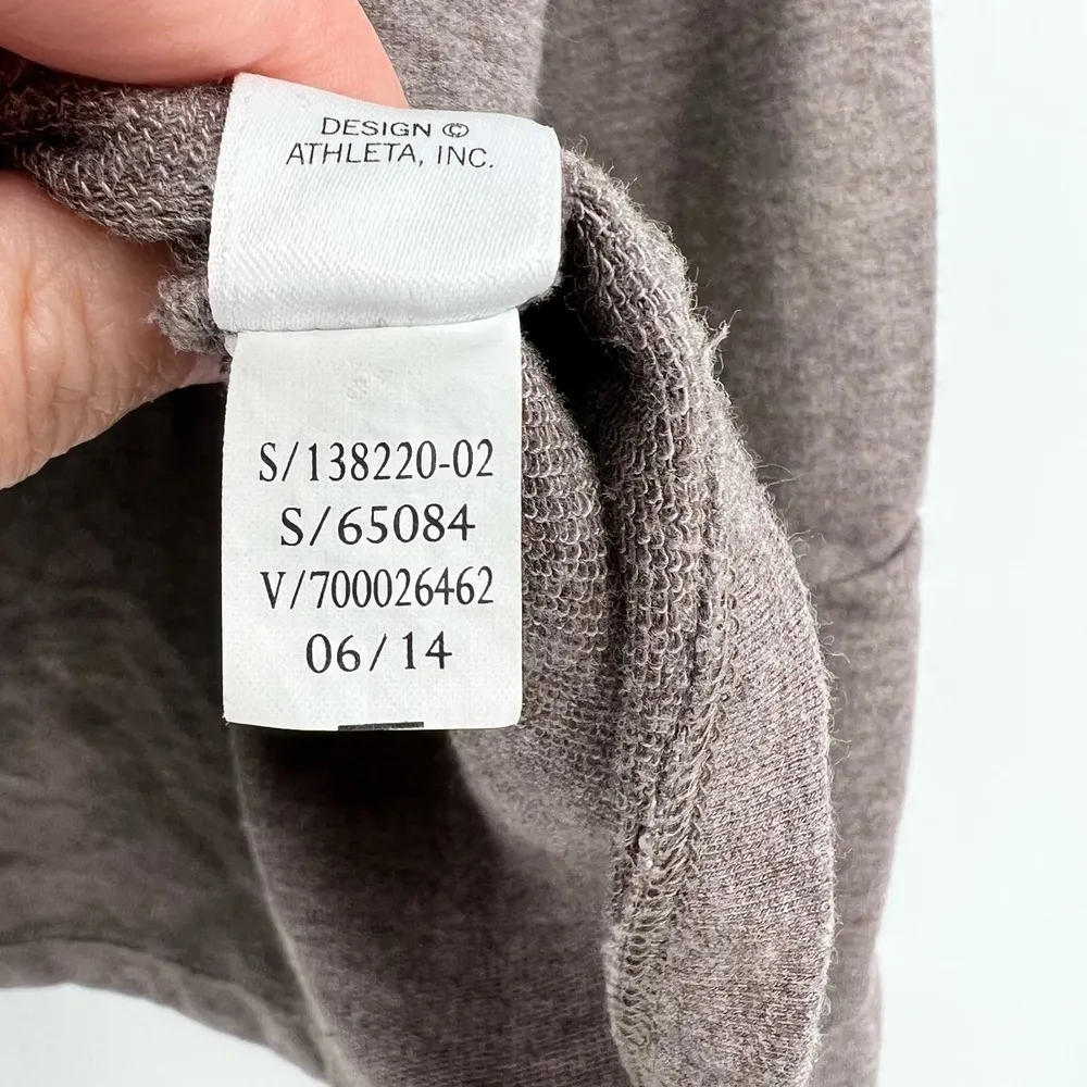 Athleta Idyllwild Sweatshirt Cropped Crew Neck Thumb Holes Taupe Brown sz small - Image 7