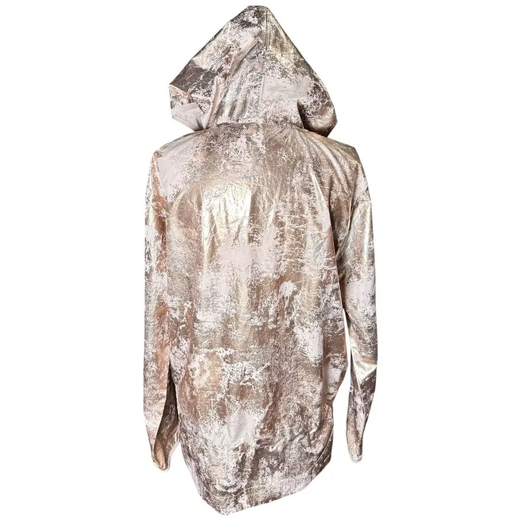 Nike Air Running Light Hoodie Jacket Womens Sz M Pink Metallic Foil Windbreaker - Image 7