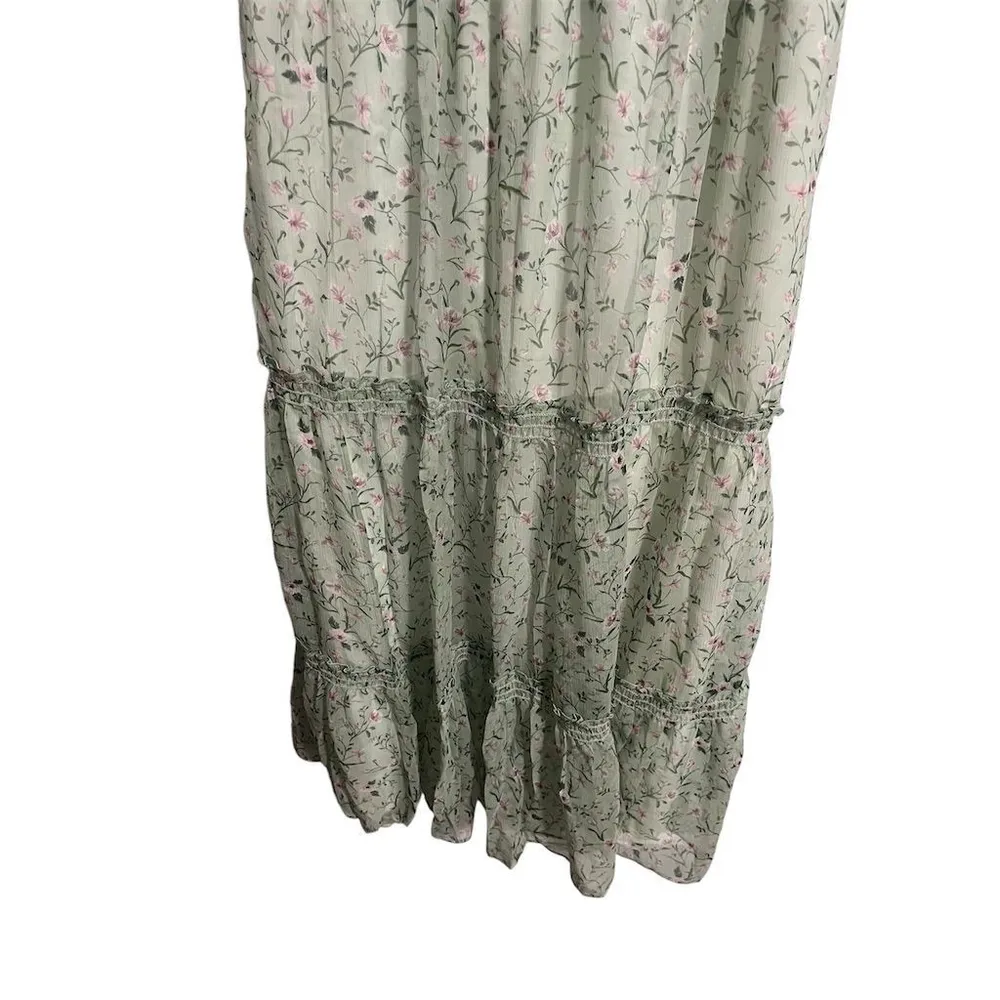 Reveriee Maxi Dress Women's Size XL Green Floral Tiered Short Sleeve Casual NEW - Image 6