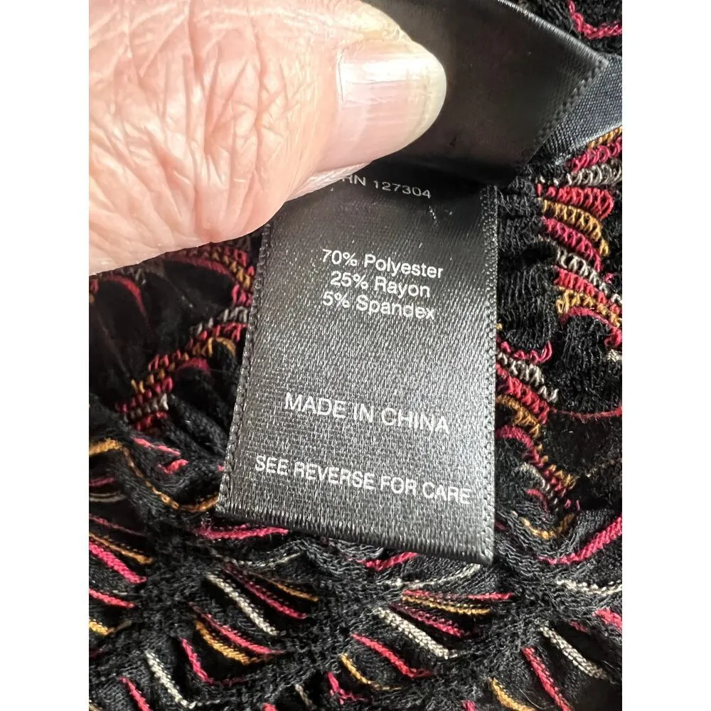 Ali Miles womens tunic 2X black with colorful yarn woven in 3/4 sleeves pocket - Image 10