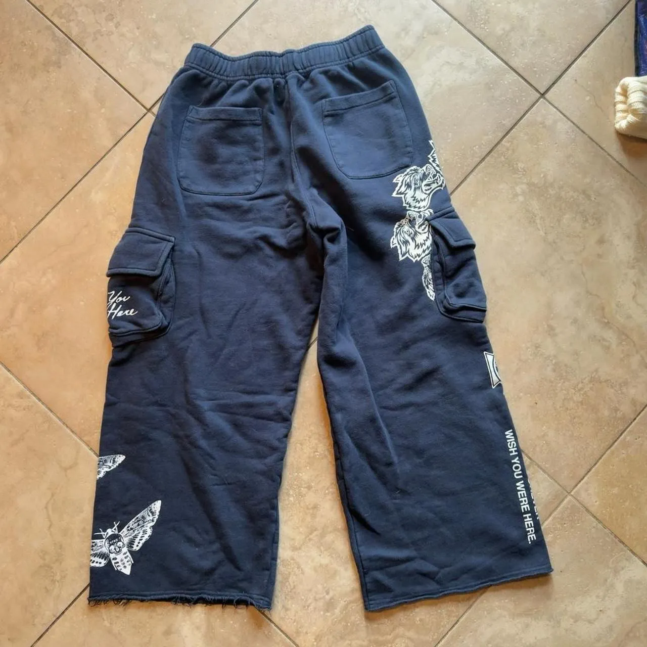 Darc Sport Wolves Forever Graphic Jogger Sweatpants Navy Blue (Wide Leg) M Black Size M - Image 4
