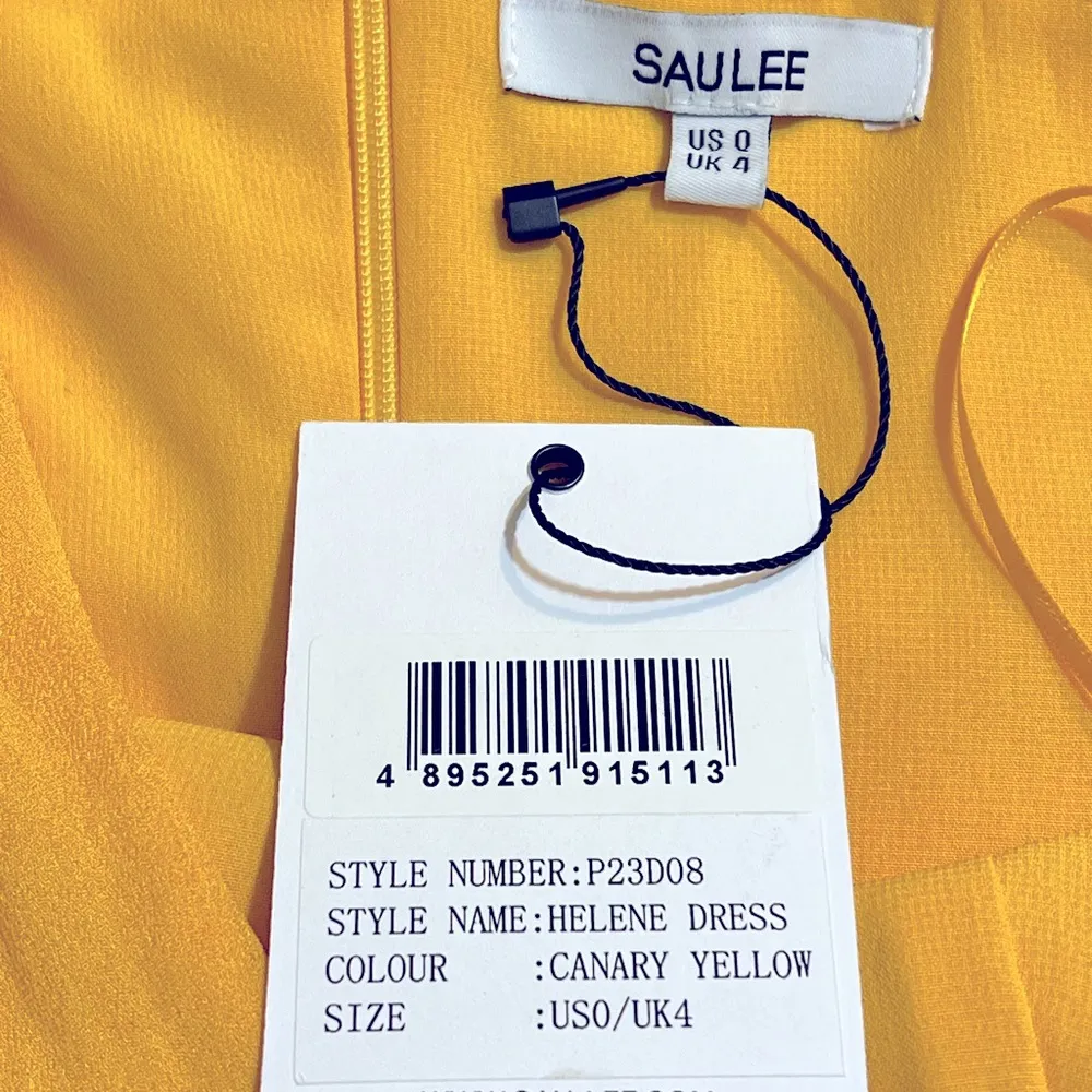 NWT SAU LEE Helene Dress in Canary Yellow, size US 0 - Image 5
