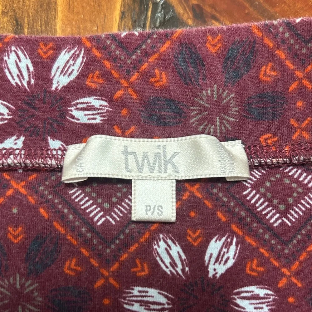 Purple Bohemian Geometric Tribal Print Mini Skirt with Red Designs Twik Small - Image 2