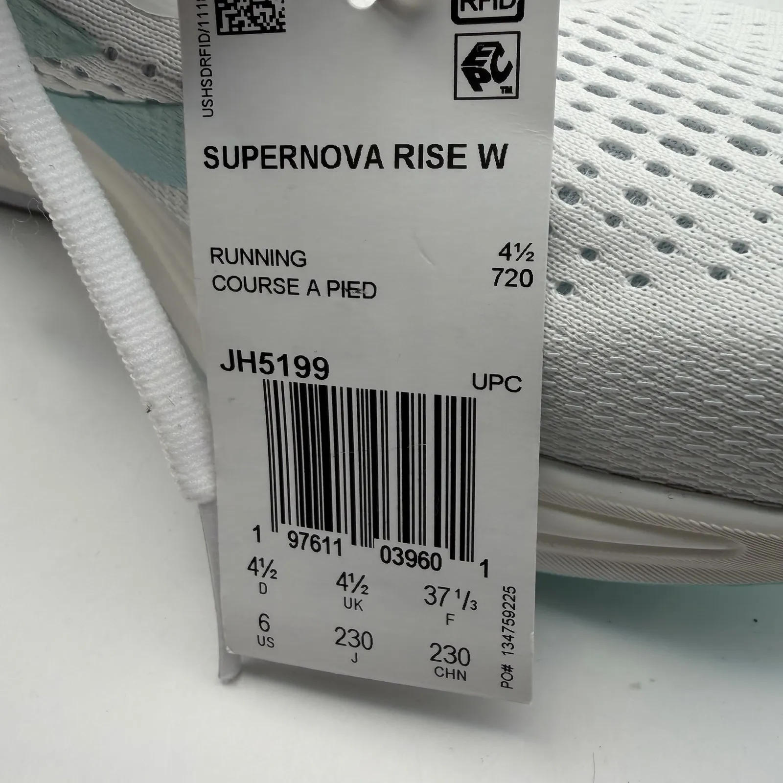 Adidas Women's Sz 6 Supernova Rise Shoes White Linen Green Metallic New - Image 10