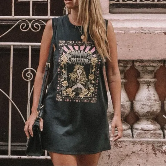 Spell and the gypsy follow the sun black Stevie nicks tshirt dress xxs - Image 3