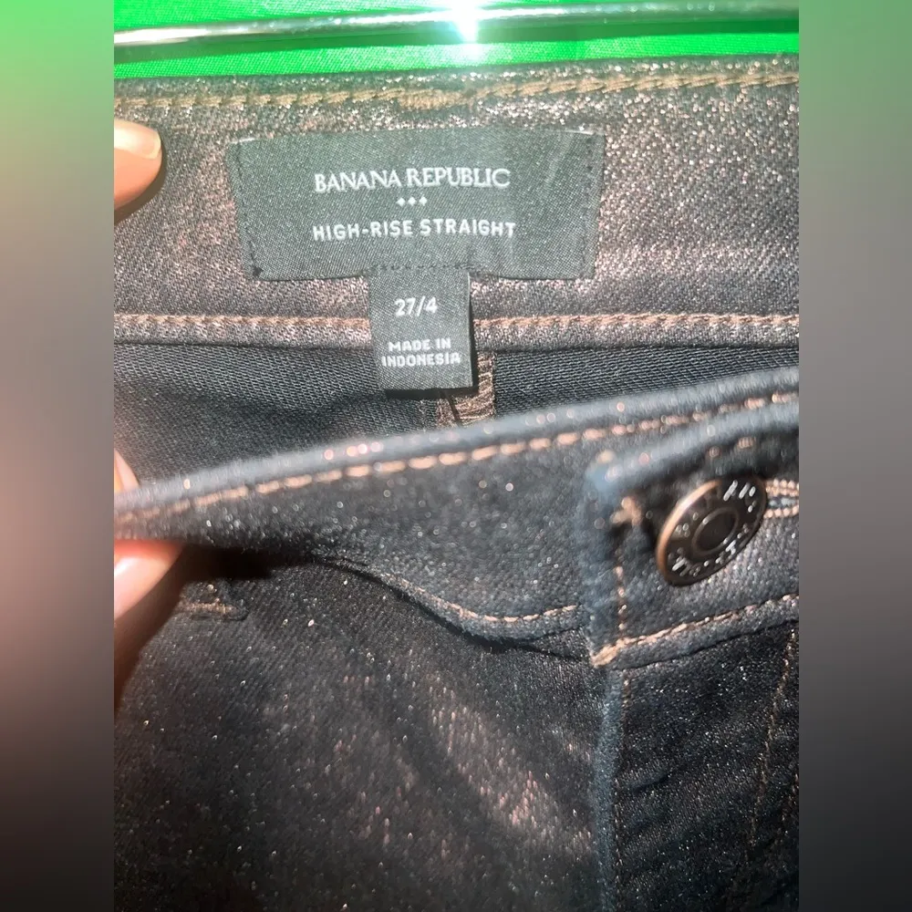 NWT Beautiful Banana Republic Bronze Metallic Straight Leg Jeans size 27 - Image 4