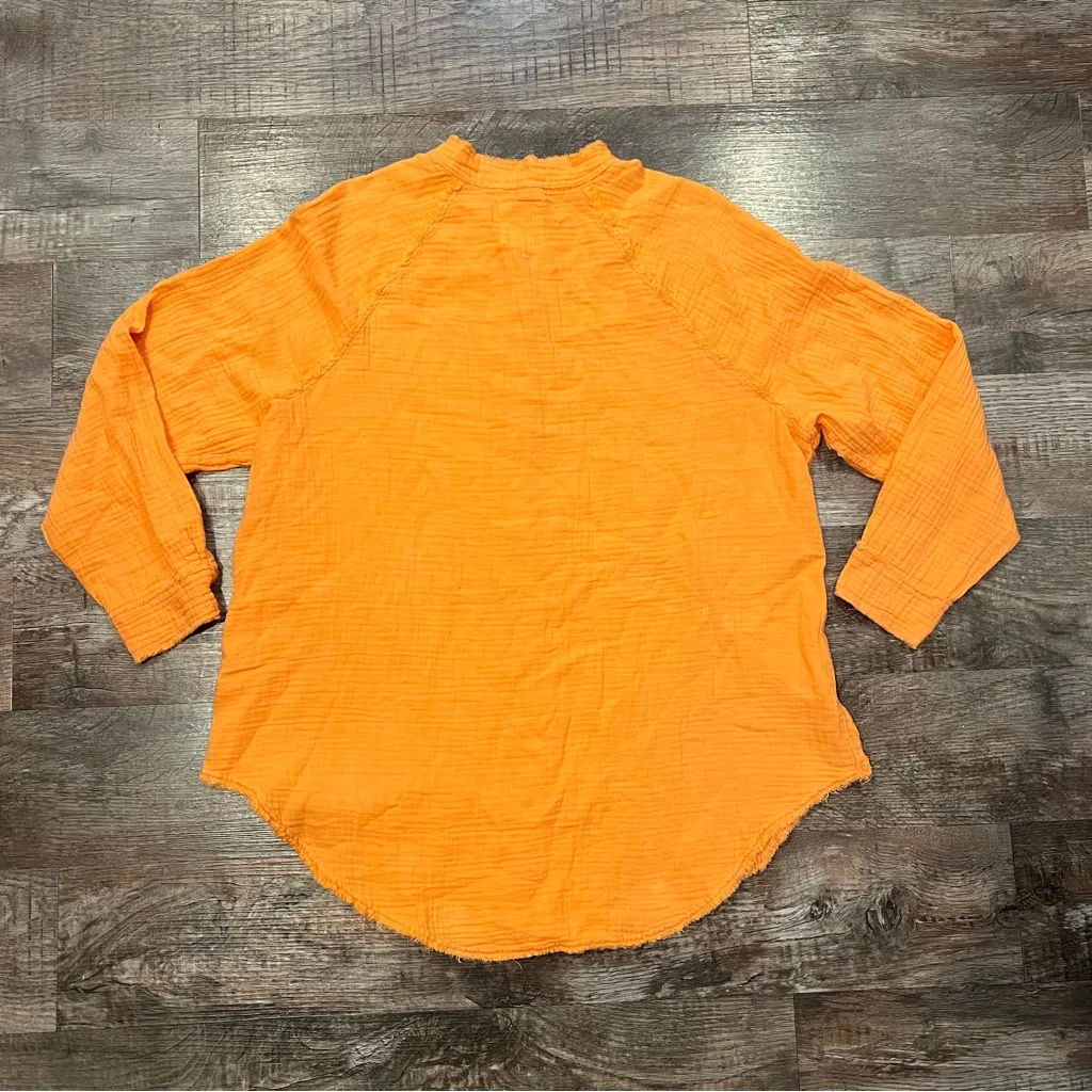 Aerie Orange Oversized Beachy Button Down Size XS - Image 4