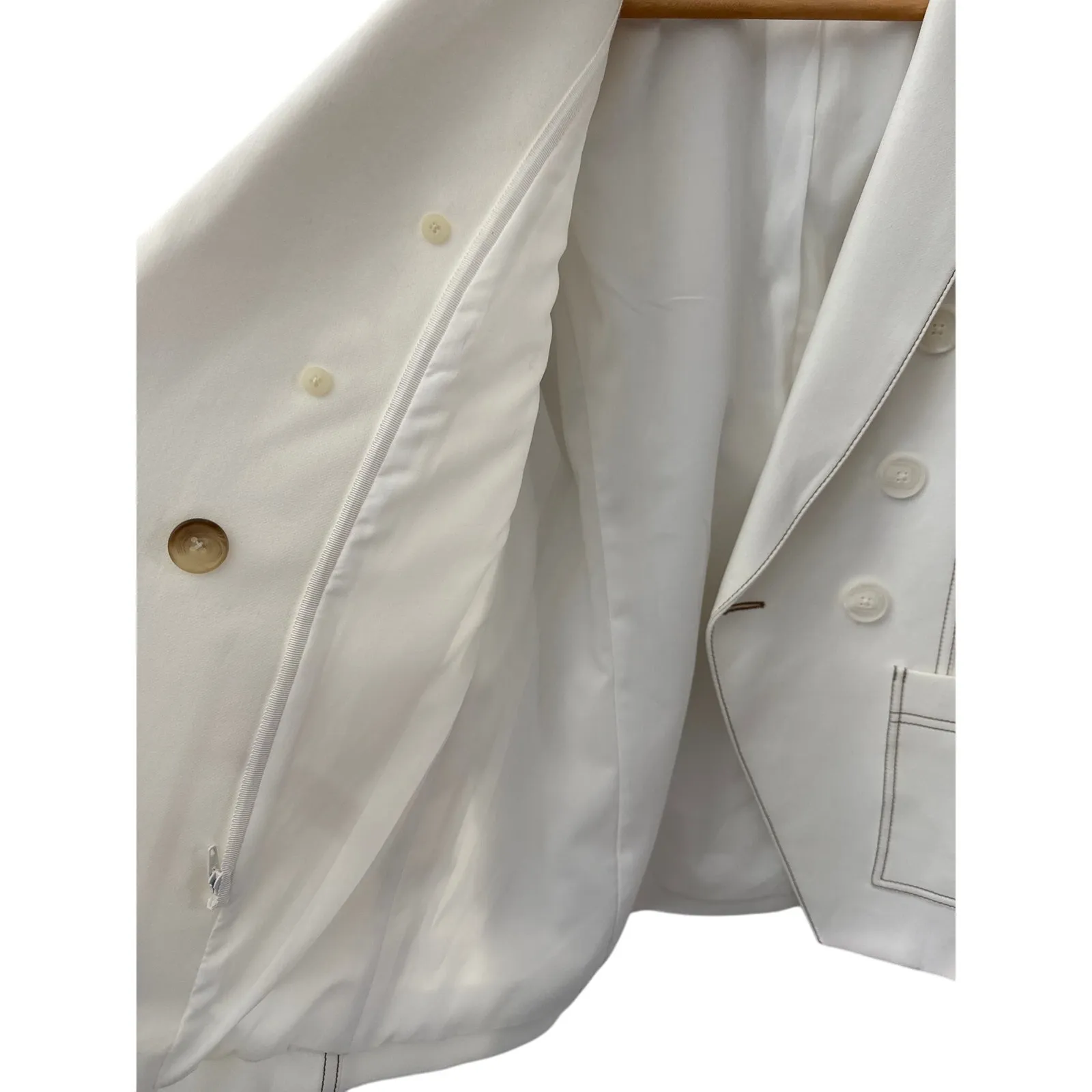 Veronica Beard Cosmo Dickey Blazer in White Tan Stitch Size 4 - Image 6