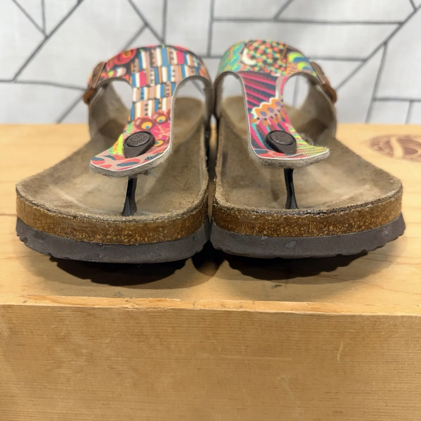 BIRKENSTOCK GIZEH BIRKO-FLOR THONG SANDALS Pink Teal Yellow SIZE 10 US / 41 EU - Image 3