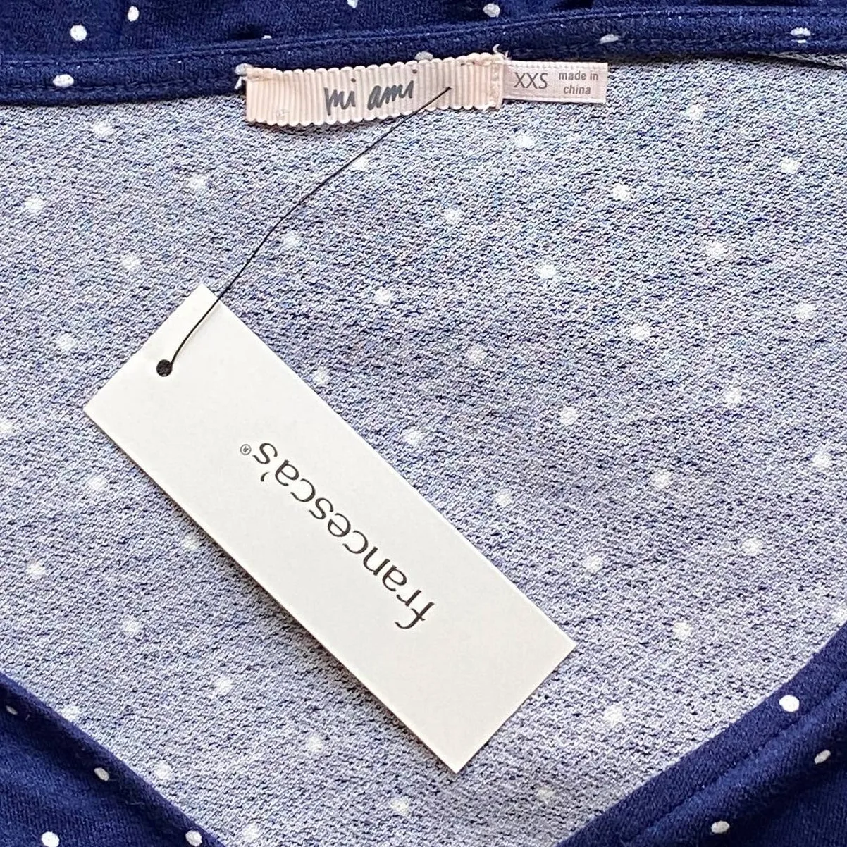 NWT~ FRANCESCA'S MI AMI Navy Blue & White Bell Sleeve Wrap Top ~ Women's XXS - Image 4