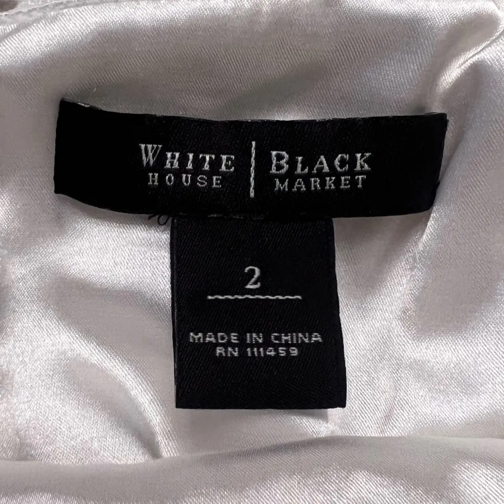 White‎ House Black Market Scoop Neck Drop Waist White Lace Overlay Dress Size 2 - Image 13