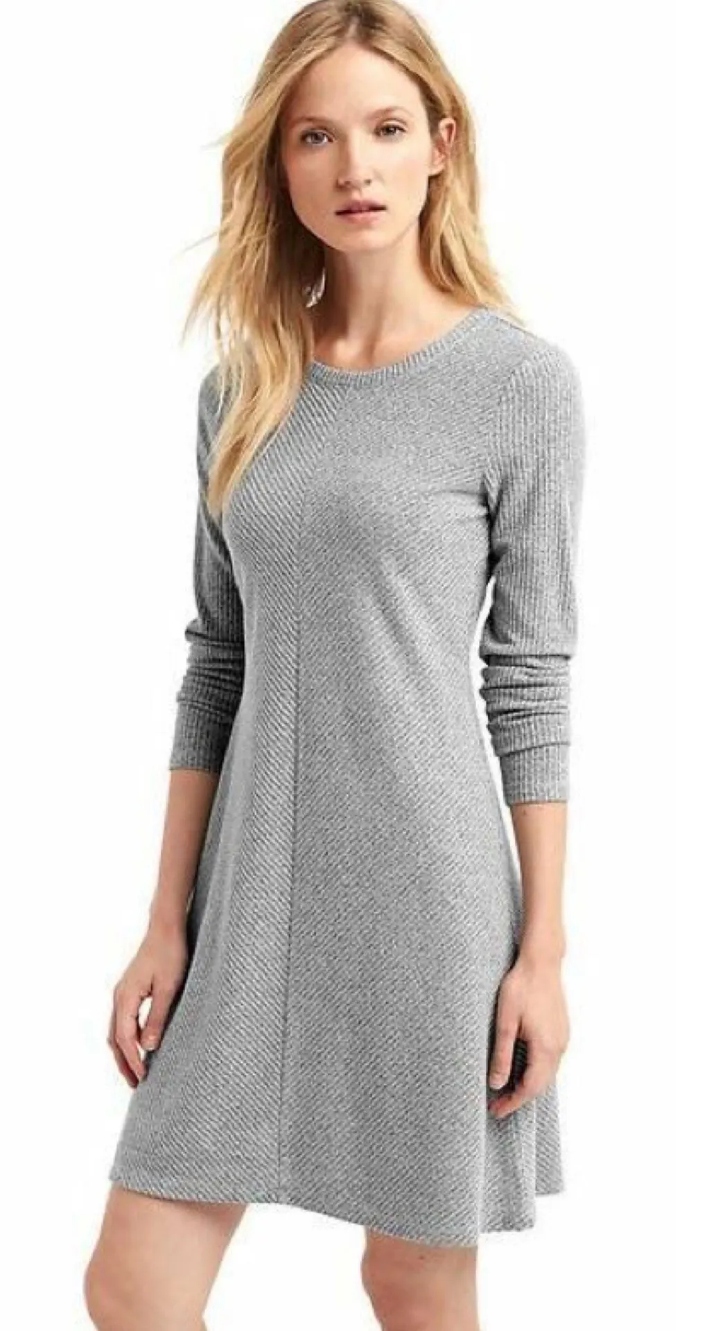 Ribbed Knit Sweater Dress Grey - Image 2