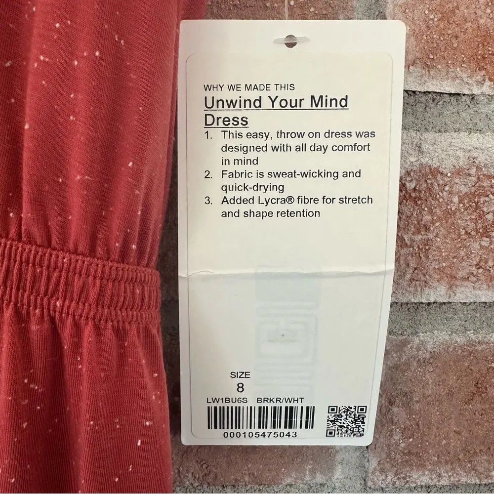Lululemon Unwind Your Mind T Shirt Dress Women’s 8 NEW Brick Red Speckled - Image 7