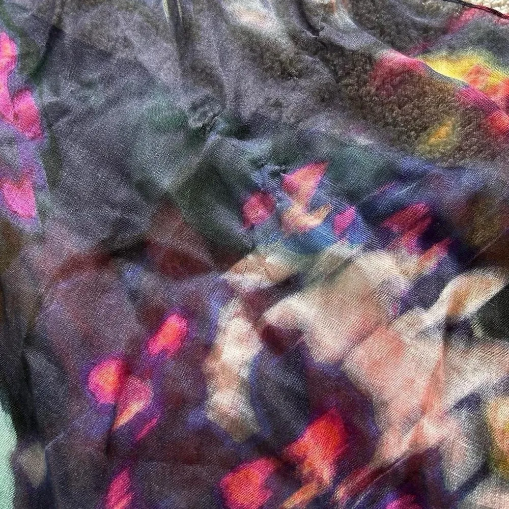 Hobbs London one size 100% modal soft multi color tie dye abstract scarf Red - Image 6