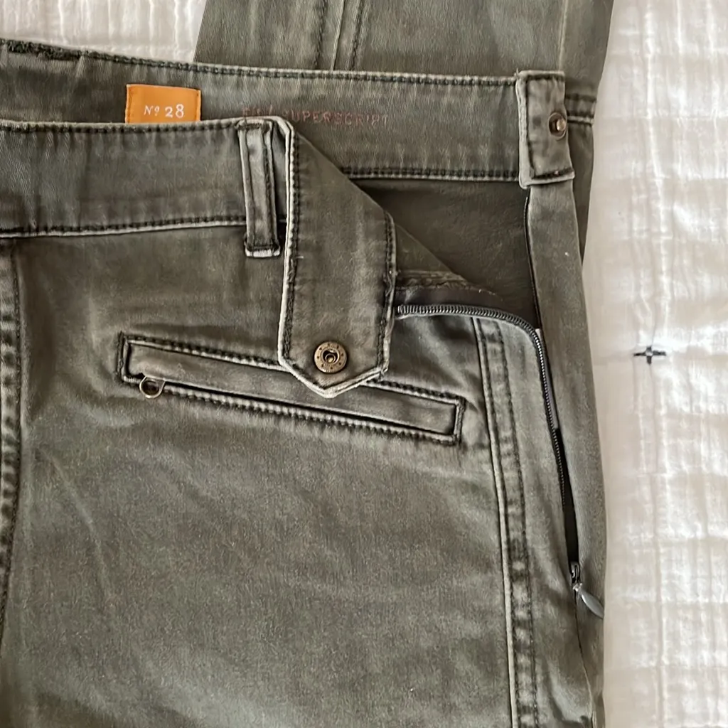 ANTHROPOLOGIE Pilcro Superscript Skinny Mid-Rise Moto Pant Olive Green Size 28 - Image 8