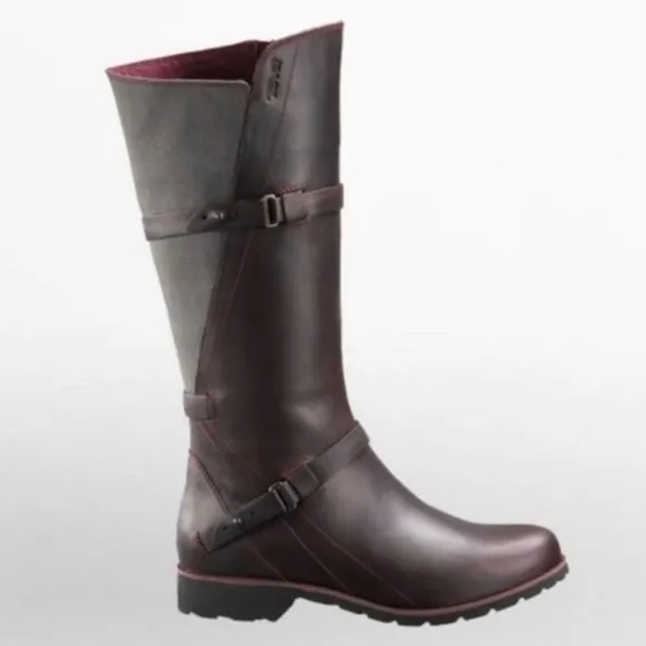 Teva De La Vina Riding Boots Oxblood Plum Waterproof Leather 6.5 - Image 16