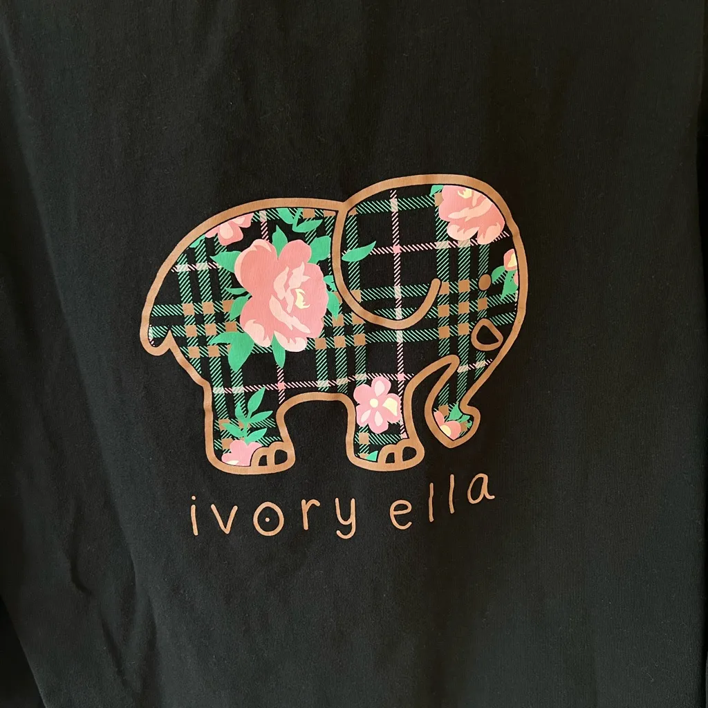 Ivory Ella Women’s Black Long Sleeve Shirt Elephant Floral Plaid Size Large‎ - Image 7