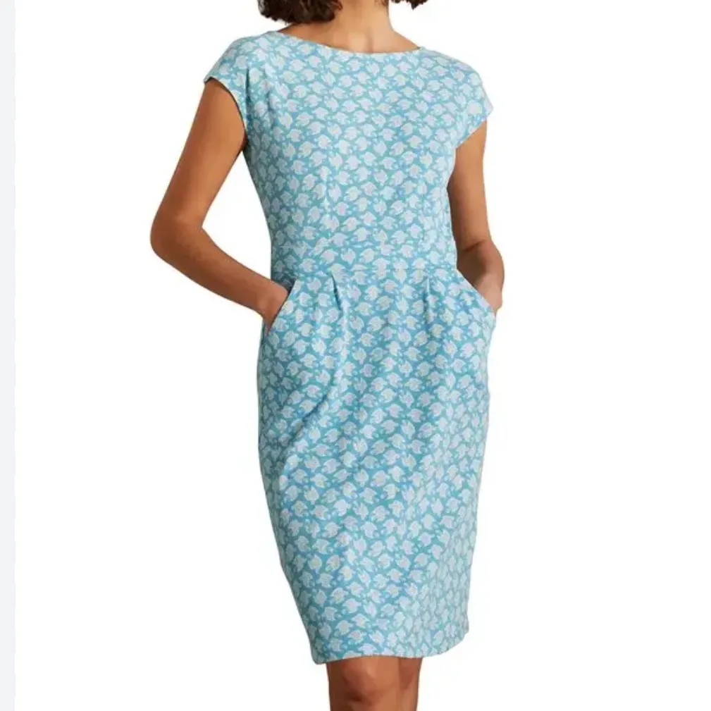 Boden Florrie Jersey Sheath Pocket Dress Blue Bird Print Size‎ 16/18 Size undefined - Image 2
