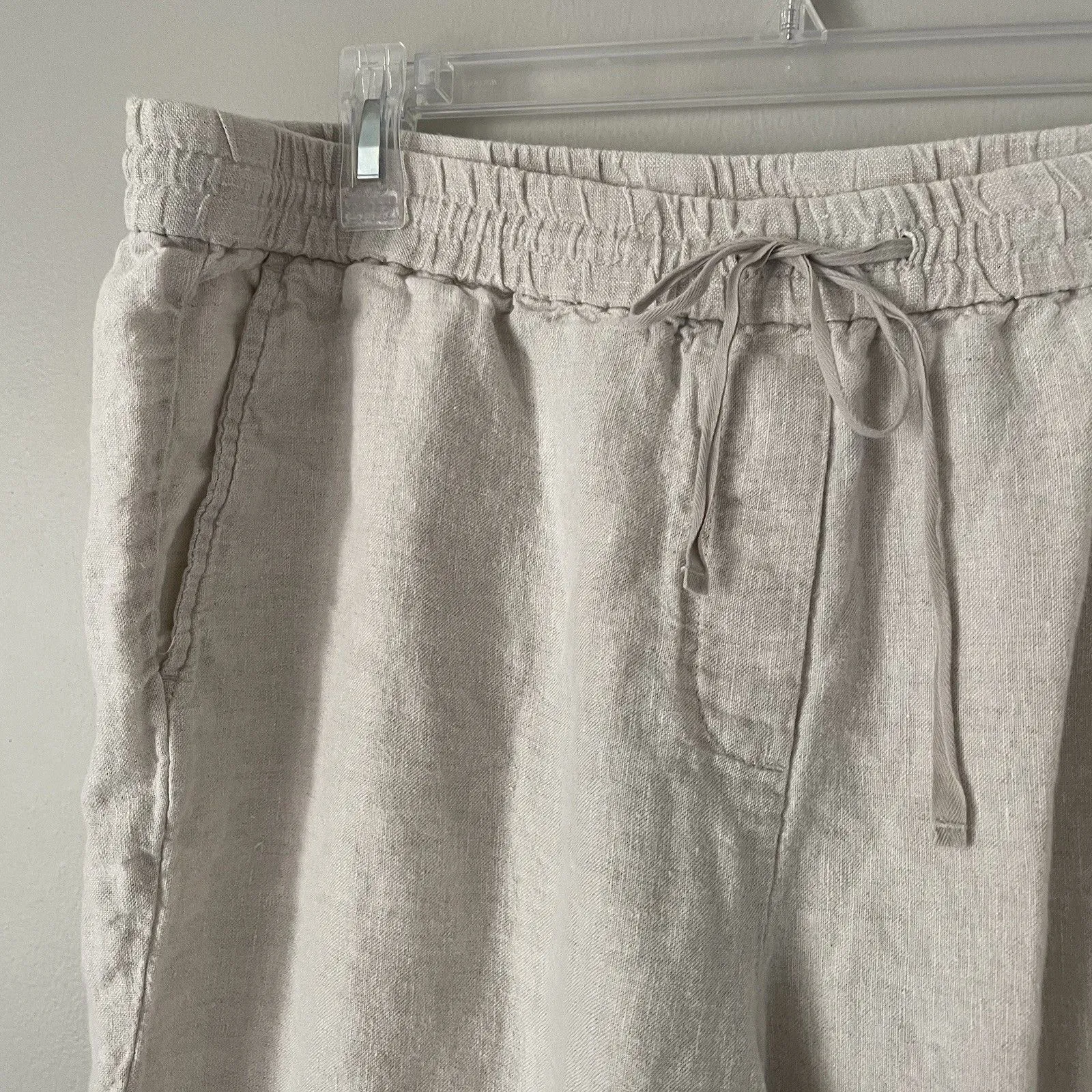 Talbots Size XL Ivory Wide Leg Drawstring 100% Linen Pants - Image 2