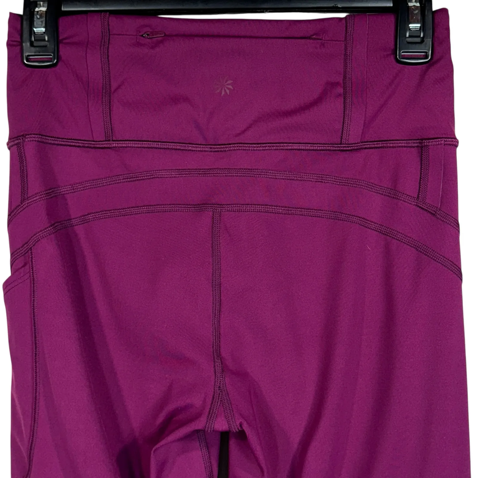 Athleta Small Vitality Rib 7/8 Leggings Pocket Hi-Rise Stretch Drawstring Purple - Image 5
